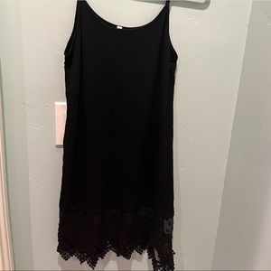 FASHIONOMICS Womens LACE Trim Black Solid Slip Extender with Adjustable Strap